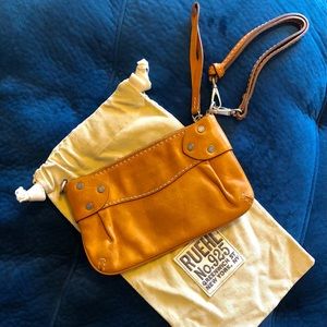 Ruehl No. 925 vintage leather wristlet/purse/pouch with original dust cover